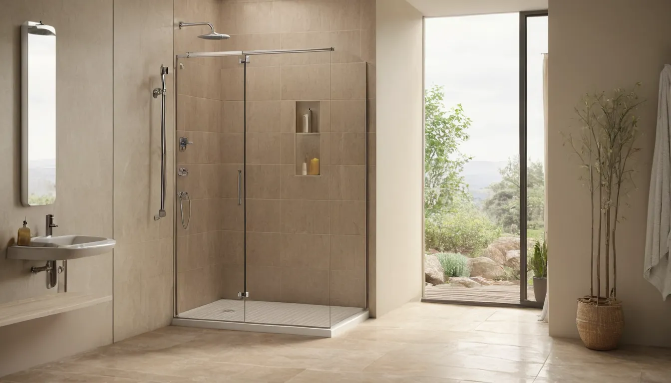 A walk-in shower with a low entry and grab bar in a home in the Akron area