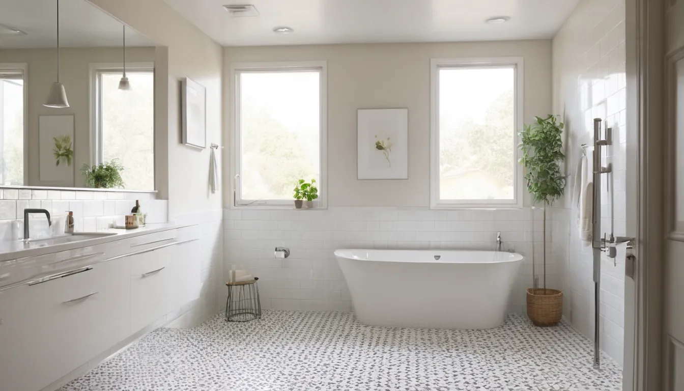 A senior homeowner looking over a bright, modern walk-in tub in a bathroom near Akron
